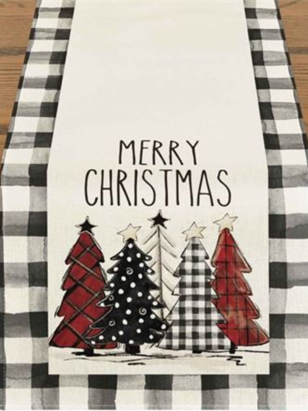 NWT Merry Christmas with Trees Table Runner 13 Inch x 72 Inch